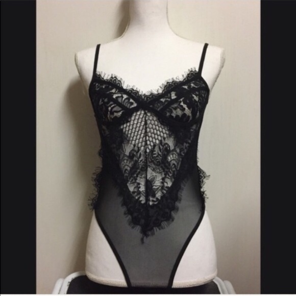 LAST ONE π₯ Black Lace Mesh Lingerie Bodysuit - Picture 6 of 8